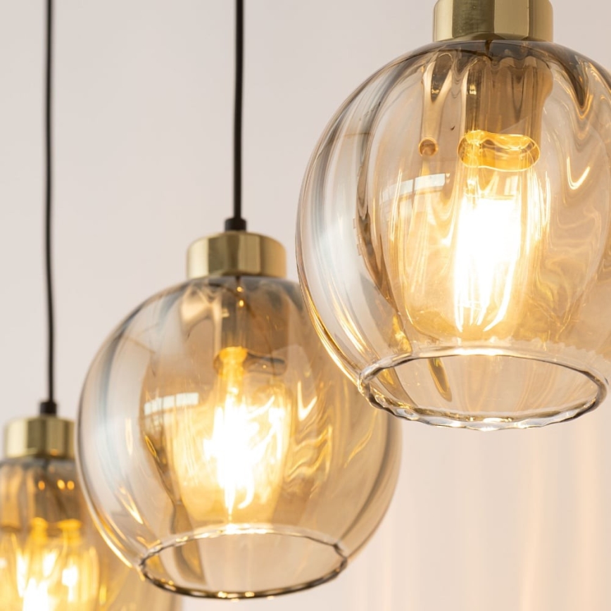 Lustre LED suspenso por cabo DEVI 3xE27/15W/230V preto/bege fumado