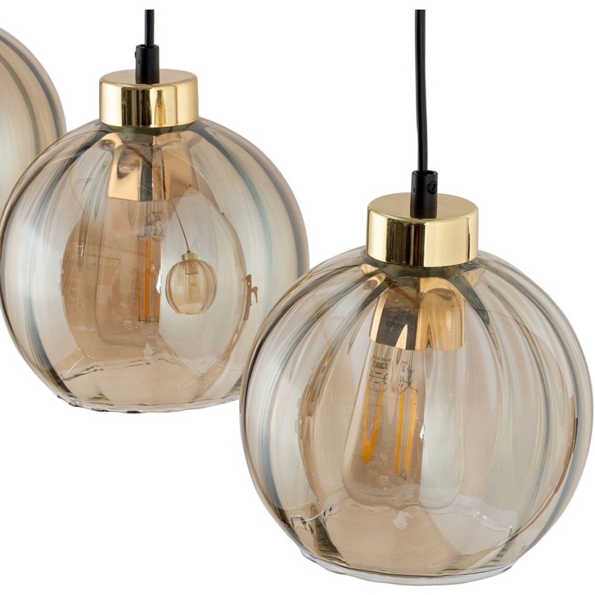 Lustre LED suspenso por cabo DEVI 3xE27/15W/230V preto/bege fumado