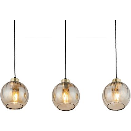 Lustre LED suspenso por cabo DEVI 3xE27/15W/230V preto/bege fumado