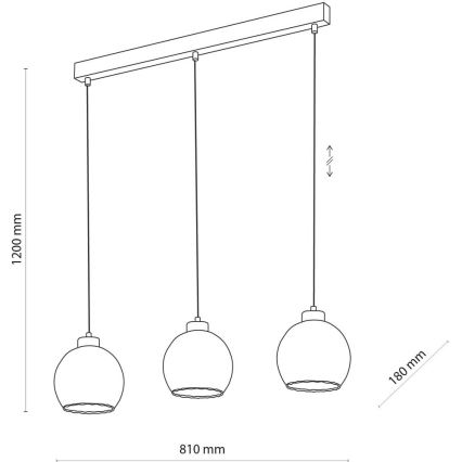 Lustre LED suspenso por cabo DEVI 3xE27/15W/230V preto/bege fumado
