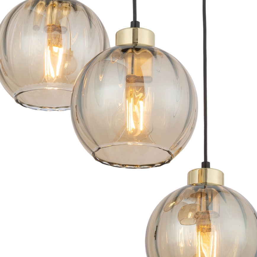 Lustre LED suspenso por cabo DEVI 3xE27/15W/230V preto/bege fumê