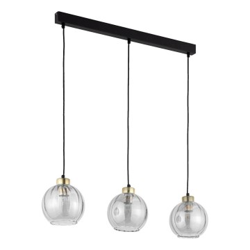 Lustre LED suspenso por cabo DEVI 3xE27/15W/230V preto/fumê