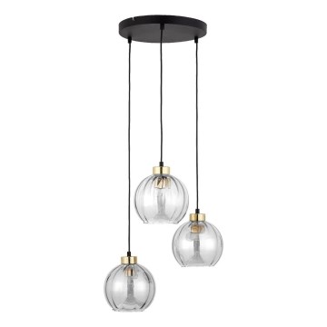 Lustre LED suspenso por cabo DEVI 3xE27/15W/230V preto/transparente