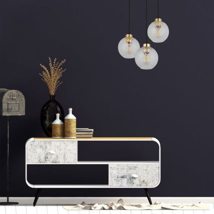 Lustre LED suspenso por cabo DEVON 3xE27/15W/230V preto/vidro transparente