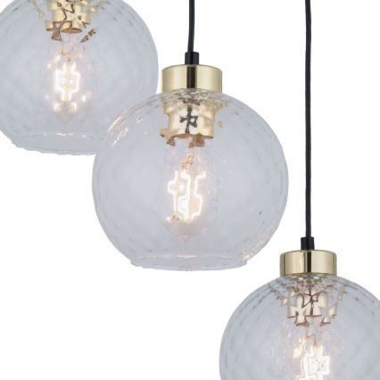 Lustre LED suspenso por cabo DEVON 3xE27/15W/230V preto/vidro transparente
