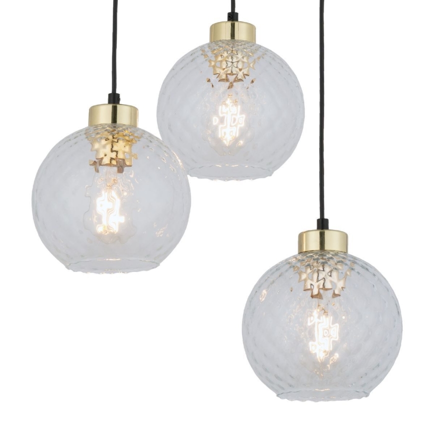 Lustre LED suspenso por cabo DEVON 3xE27/15W/230V preto/vidro transparente