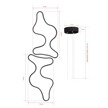 Lustre LED suspenso por cabo DUPLE ARTISAN LED/80W/230V 4000K preto