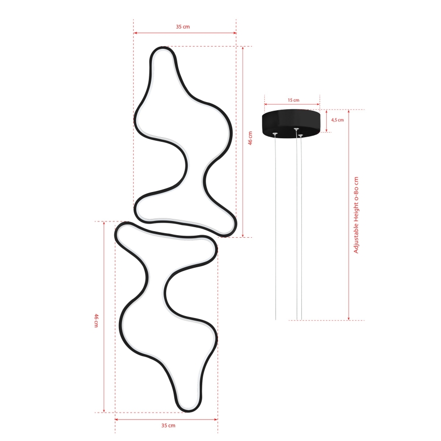 Lustre LED suspenso por cabo DUPLE ARTISAN LED/80W/230V 4000K preto