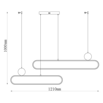 Lustre LED suspenso por cabo FLORENTYNA LED/48W/230V 4000K preto/branco