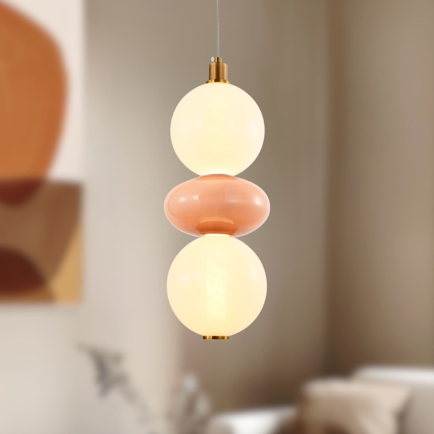 Lustre LED suspenso por cabo FLORES LED/12W/230V dourado/laranja