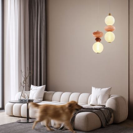 Lustre LED suspenso por cabo FLORES LED/12W/230V dourado/laranja