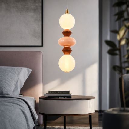 Lustre LED suspenso por cabo FLORES LED/15W/230V dourado/laranja/castanho