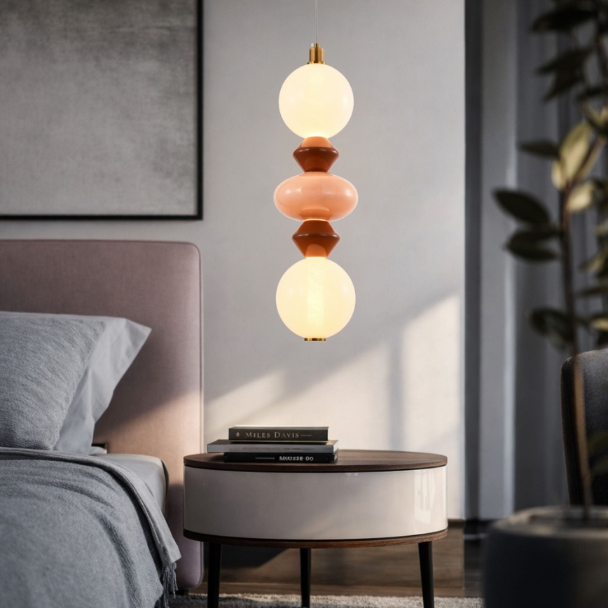 Lustre LED suspenso por cabo FLORES LED/15W/230V dourado/laranja/castanho