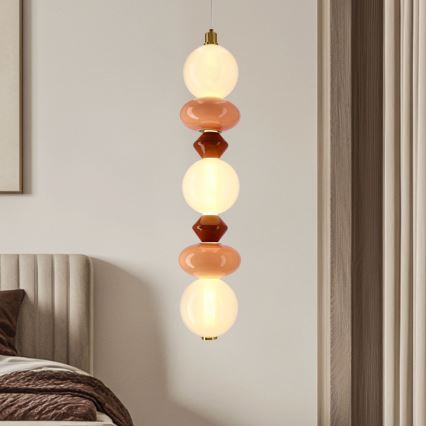 Lustre LED suspenso por cabo FLORES LED/20W/230V dourado/laranja/castanho