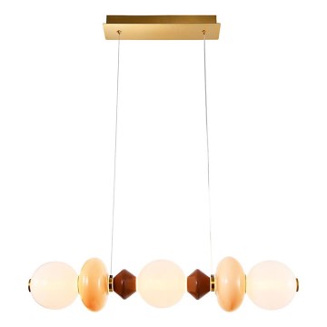 Lustre LED suspenso por cabo FLORES LED/20W/230V dourado/laranja/castanho