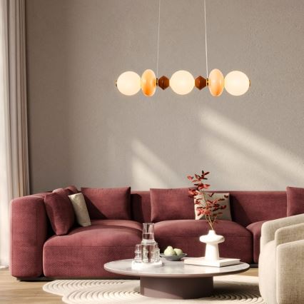 Lustre LED suspenso por cabo FLORES LED/20W/230V dourado/laranja/castanho