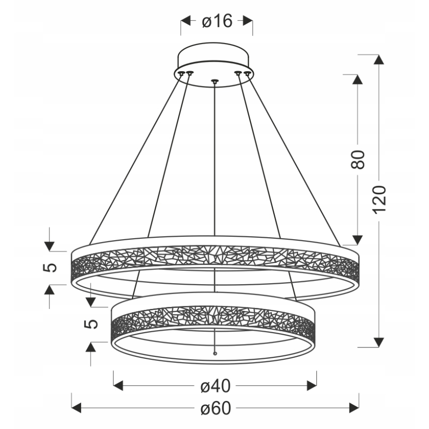 Lustre LED suspenso por cabo FROZI LED/38W/230V Ø 60 cm preto