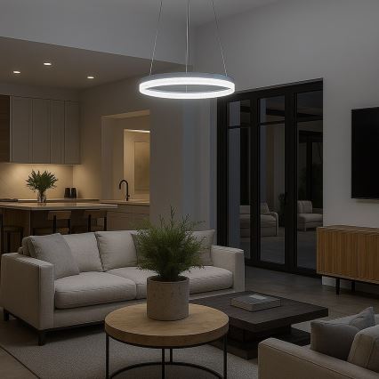 Lustre LED suspenso por cabo GALA LED/25W/230V Ø 50 cm prateado