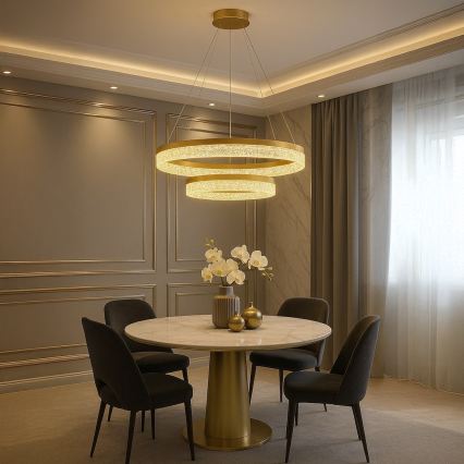 Lustre LED suspenso por cabo GALA LED/54W/230V Ø 60 cm dourado