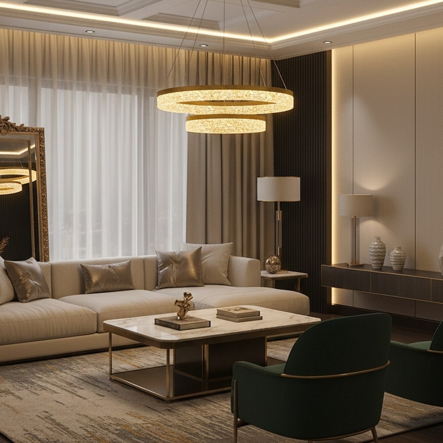 Lustre LED suspenso por cabo GALA LED/54W/230V Ø 60 cm dourado