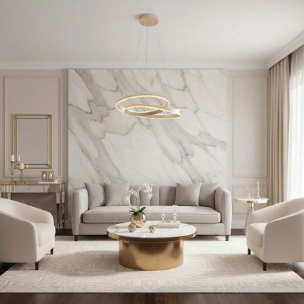 Lustre LED suspenso por cabo GLOW LED/75W/230V 4000K, diâmetro 60 cm, dourado