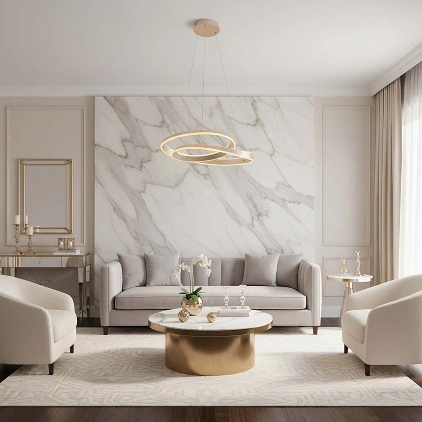 Lustre LED suspenso por cabo GLOW LED/75W/230V 4000K, diâmetro 60 cm, dourado