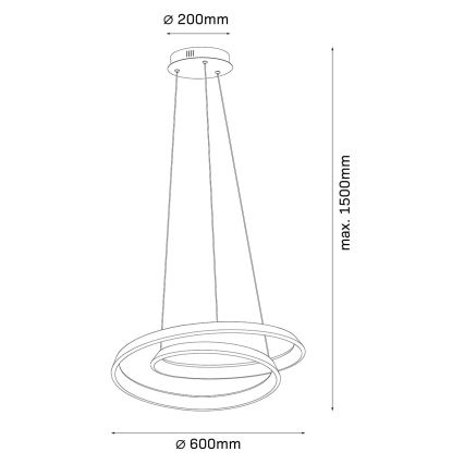 Lustre LED suspenso por cabo GLOW LED/75W/230V 4000K, diâmetro 60 cm, dourado