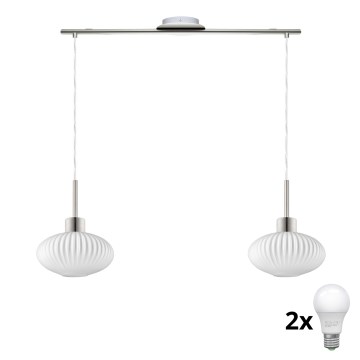 Lustre LED suspenso por cabo HARMA 2xE27/60W/230V cromado fosco/branco