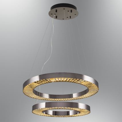 Lustre LED suspenso por cabo JESI LED/140W/230V 3000K diâmetro 100 cm prateado