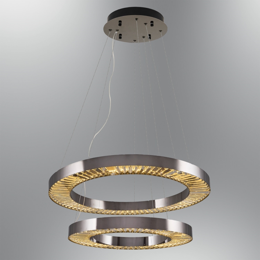 Lustre LED suspenso por cabo JESI LED/140W/230V 3000K diâmetro 100 cm prateado