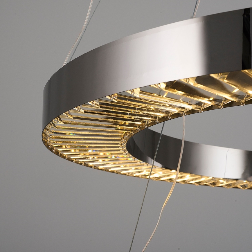 Lustre LED suspenso por cabo JESI LED/140W/230V 3000K diâmetro 100 cm prateado