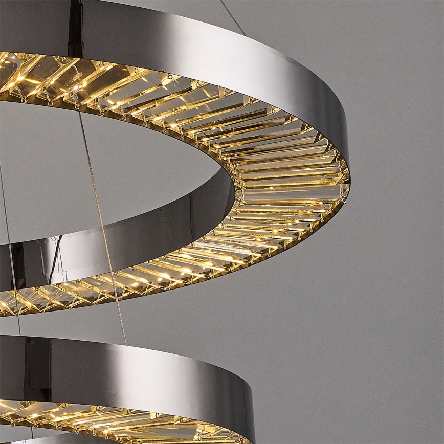 Lustre LED suspenso por cabo JESI LED/140W/230V 3000K diâmetro 100 cm prateado