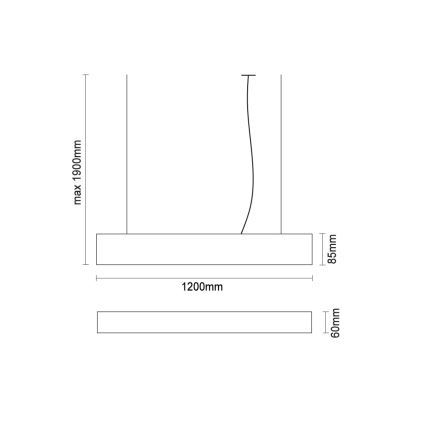 Lustre LED suspenso por cabo LED/55W/230V 3000/4000/6500K 120 cm preto