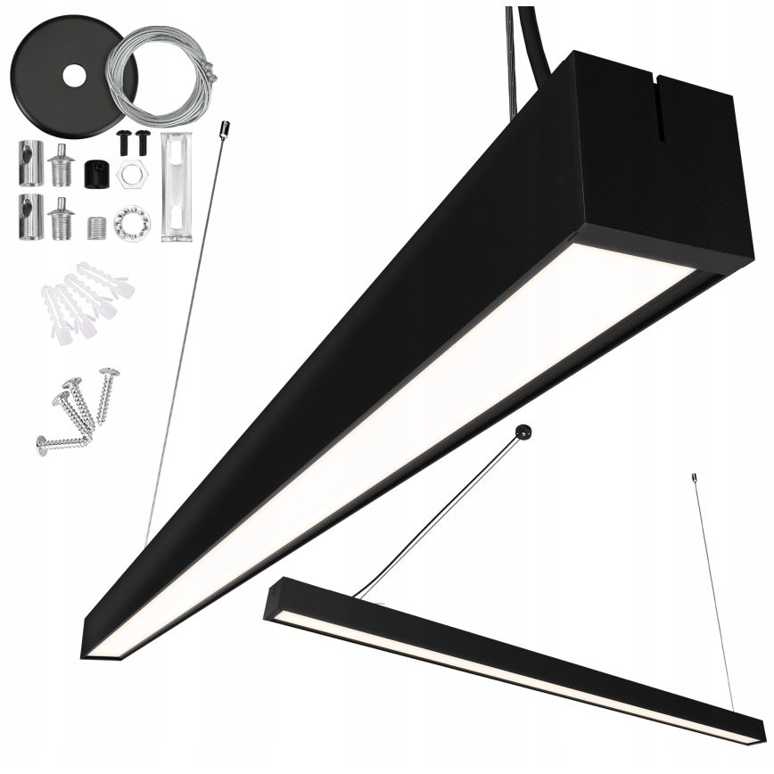 Lustre LED suspenso por cabo/montado à superfície LED/44W/230V 6000K 120 cm preto