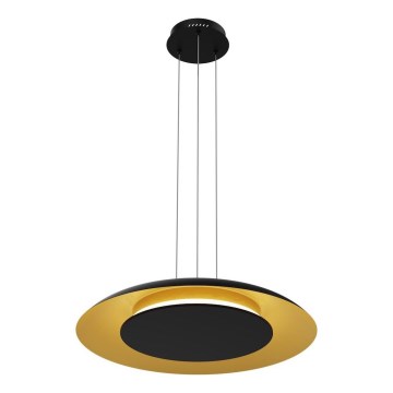 Lustre LED suspenso por cabo PIATTINO LED/30W/230V 2700/3200/4000K diâmetro 40 cm preto/dourado