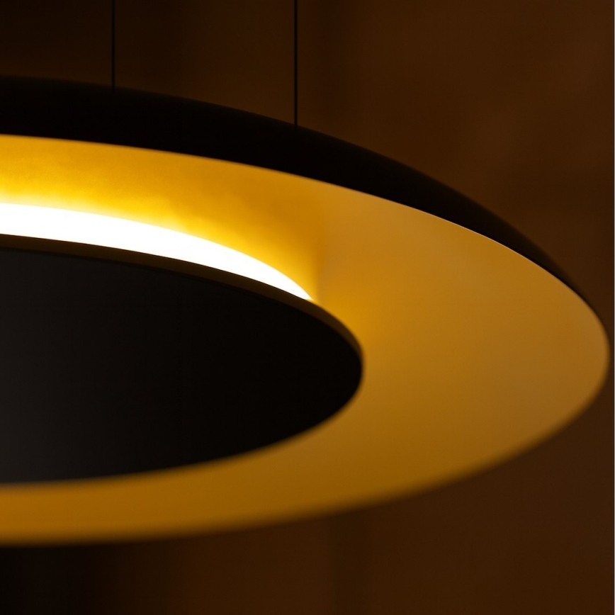 Lustre LED suspenso por cabo PIATTINO LED/30W/230V 2700/3200/4000K diâmetro 40 cm preto/dourado