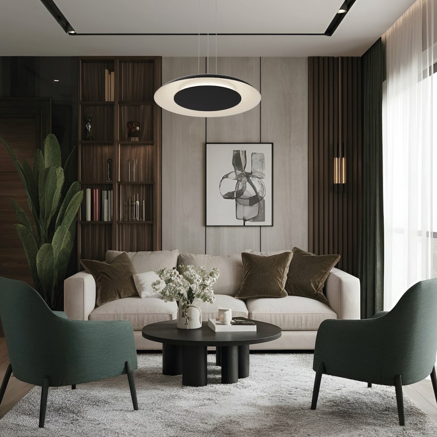 Lustre LED suspenso por cabo PIATTINO LED/30W/230V 2700/3200/4000K Ø 40 cm preto