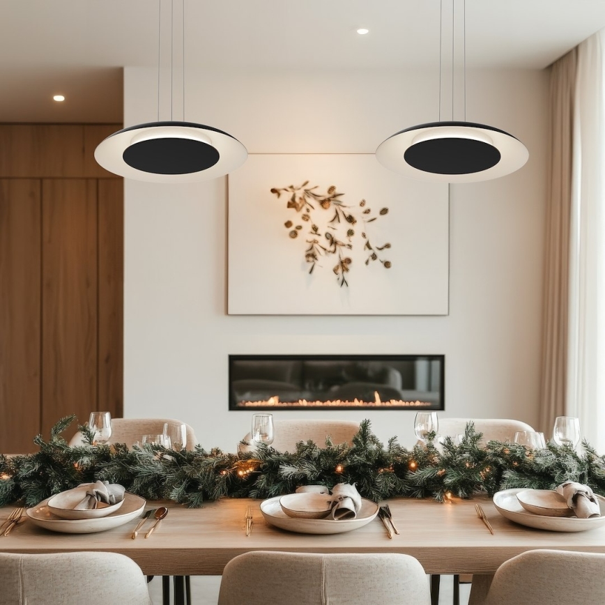 Lustre LED suspenso por cabo PIATTINO LED/30W/230V 2700/3200/4000K Ø 40 cm preto