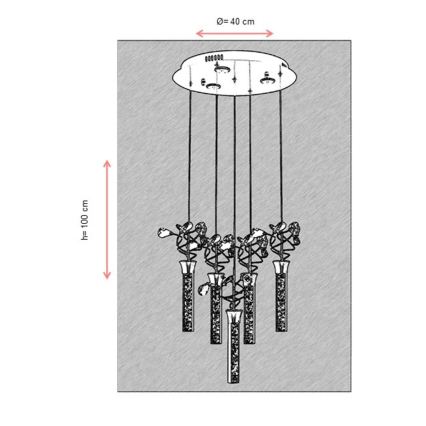 Lustre LED suspenso por cabo PIGEON 5xLED/6W/230V 6500K cromo brilhante