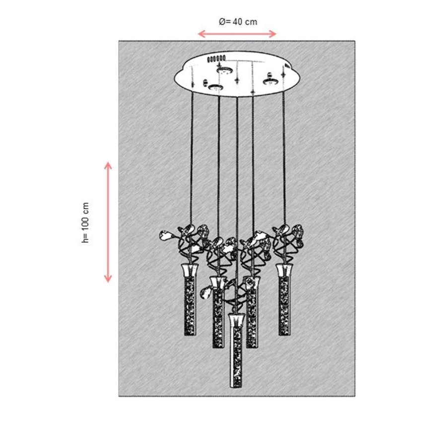 Lustre LED suspenso por cabo PIGEON 5xLED/6W/230V 6500K cromo brilhante