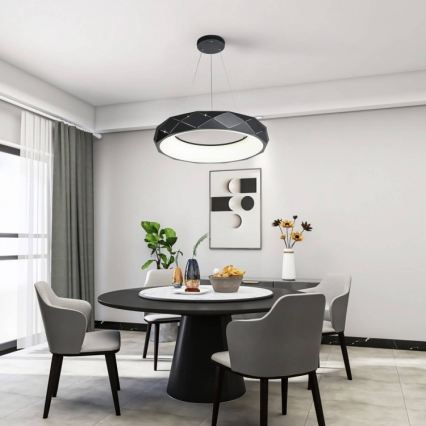 Lustre LED suspenso por cabo REUS LED/36W/230V 4000K diâmetro 61 cm preto