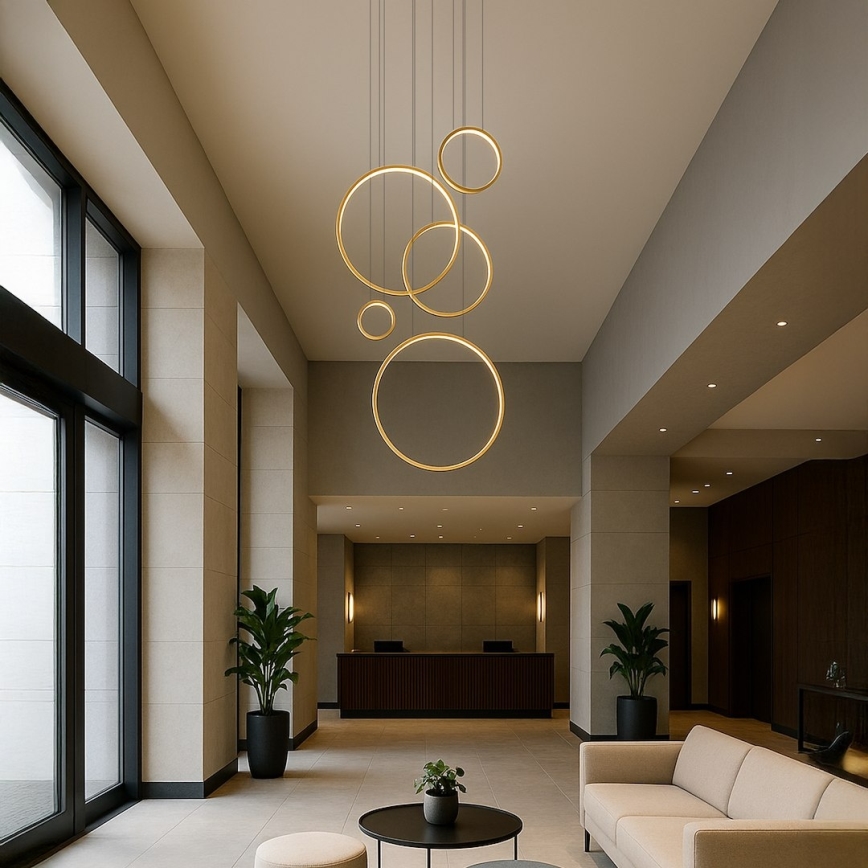 Lustre LED suspenso por cabo SATURNO LED/100W/230V dourado