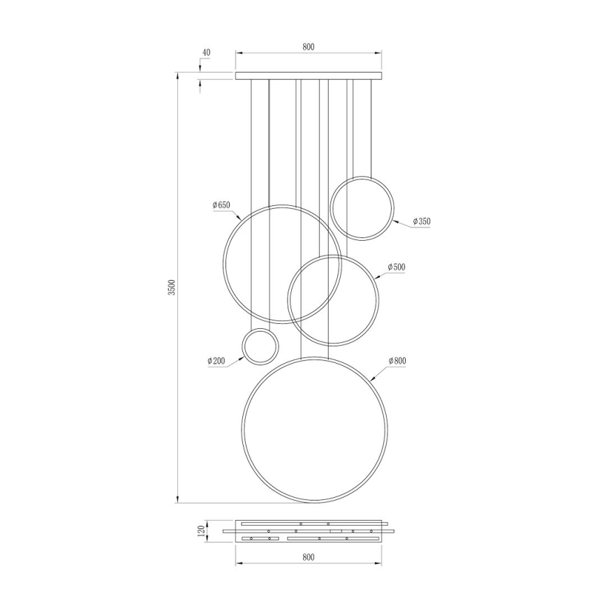 Lustre LED suspenso por cabo SATURNO LED/100W/230V dourado