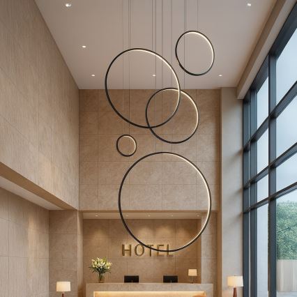 Lustre LED suspenso por cabo SATURNO LED/100W/230V preto