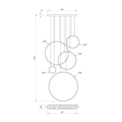 Lustre LED suspenso por cabo SATURNO LED/100W/230V preto