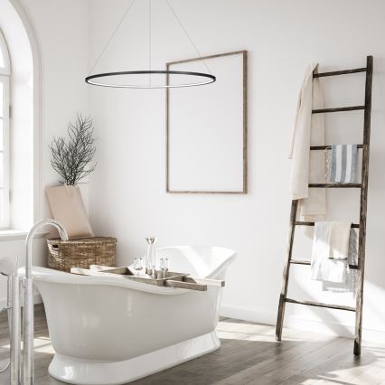 Lustre LED suspenso por cabo SATURNO LED/57W/230V Ø 100 cm IP44 preto