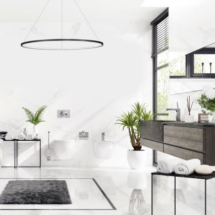 Lustre LED suspenso por cabo SATURNO LED/65W/230V Ø 120 cm IP44 preto