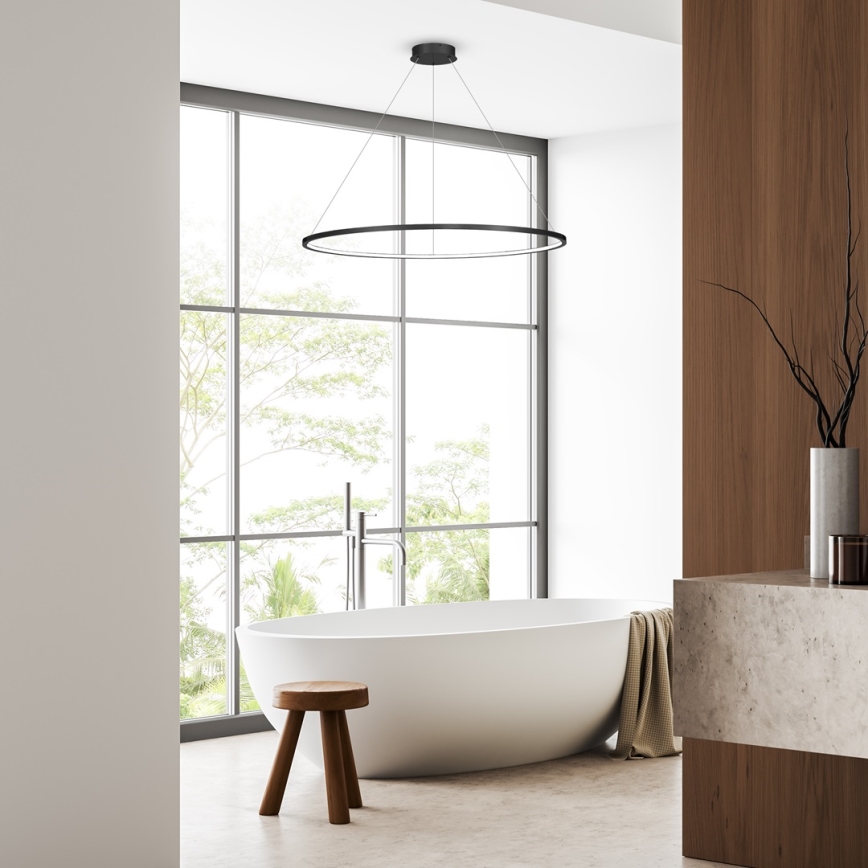 Lustre LED suspenso por cabo SATURNO LED/65W/230V Ø 120 cm IP44 preto