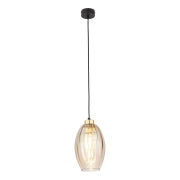 Lustre LED suspenso por cabo SEBO 1xE27/15W/230V preto/bege fumê
