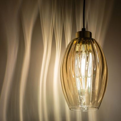 Lustre LED suspenso por cabo SEBO 1xE27/15W/230V preto/bege fumê
